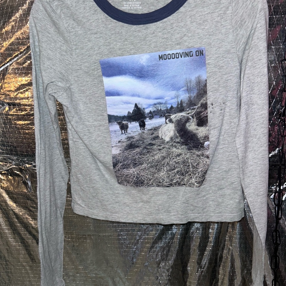 American Eagle Cows Long Sleeve Crop Top